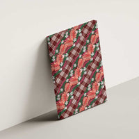 Polynesian Monstera Tiare Floral Canvas Wall Art Burgundy Tropical Plaid LT01 - Polynesian Pride