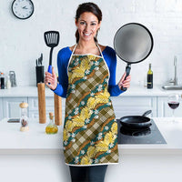 Polynesian Monstera Tiare Floral Apron Yellow Tropical Plaid - Polynesian Pride
