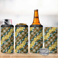Polynesian Monstera Tiare Floral 4 in 1 Can Cooler Tumbler Yellow Tropical Plaid LT01 - Polynesian Pride