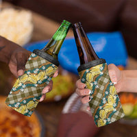 Polynesian Monstera Tiare Floral 4 in 1 Can Cooler Tumbler Yellow Tropical Plaid LT01 - Polynesian Pride