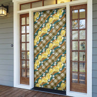 Polynesian Monstera Tiare Floral Door Cover Yellow Tropical Plaid LT01 - Polynesian Pride