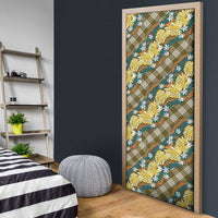 Polynesian Monstera Tiare Floral Door Cover Yellow Tropical Plaid LT01 - Polynesian Pride