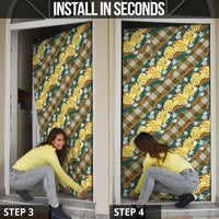 Polynesian Monstera Tiare Floral Door Cover Yellow Tropical Plaid LT01 - Polynesian Pride