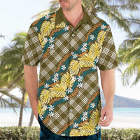 Polynesian Monstera Tiare Floral Hawaiian Shirt Yellow Tropical Plaid LT01 - Polynesian Pride