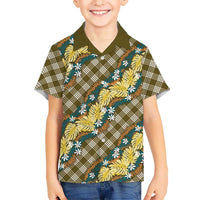 Polynesian Monstera Tiare Floral Hawaiian Shirt Yellow Tropical Plaid LT01 - Polynesian Pride