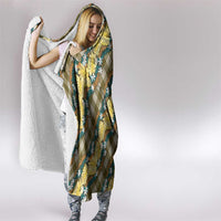 Polynesian Monstera Tiare Floral Hooded Blanket Yellow Tropical Plaid - Polynesian Pride