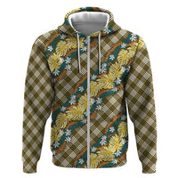 Polynesian Monstera Tiare Floral Hoodie Yellow Tropical Plaid LT01 Zip Hoodie Yellow - Polynesian Pride