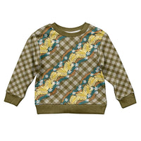 Polynesian Monstera Tiare Floral Kid Ugly Christmas Sweater Yellow Tropical Plaid LT01 Kid Yellow - Polynesian Pride