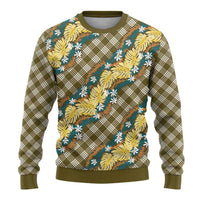 Polynesian Monstera Tiare Floral Ugly Christmas Sweater Yellow Tropical Plaid LT01 - Polynesian Pride