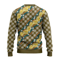 Polynesian Monstera Tiare Floral Ugly Christmas Sweater Yellow Tropical Plaid LT01 - Polynesian Pride