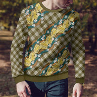 Polynesian Monstera Tiare Floral Ugly Christmas Sweater Yellow Tropical Plaid LT01 - Polynesian Pride