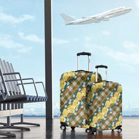 Polynesian Monstera Tiare Floral Luggage Cover Yellow Tropical Plaid LT01 - Polynesian Pride