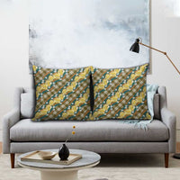Polynesian Monstera Tiare Floral Pillow Cover Yellow Tropical Plaid - Polynesian Pride