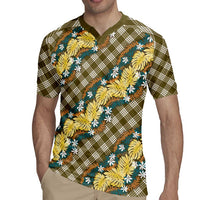 Polynesian Monstera Tiare Floral Rugby Jersey Yellow Tropical Plaid LT01 - Polynesian Pride