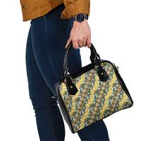 Polynesian Monstera Tiare Floral Shoulder Handbag Yellow Tropical Plaid LT01 - Polynesian Pride