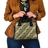 Polynesian Monstera Tiare Floral Shoulder Handbag Yellow Tropical Plaid LT01 - Polynesian Pride