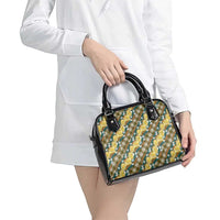 Polynesian Monstera Tiare Floral Shoulder Handbag Yellow Tropical Plaid LT01 - Polynesian Pride