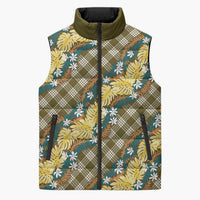 Polynesian Monstera Tiare Floral Sleeveless Puffer Jacket Yellow Tropical Plaid LT01 Unisex Yellow - Polynesian Pride