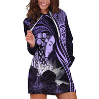 Polynesian Women Day 2024 Hoodie Dress Hibiscus Girl Tribal LT01 Purple - Polynesian Pride