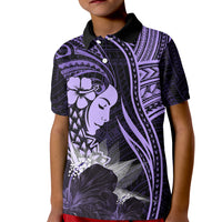 Polynesian Women Day 2024 Kid Polo Shirt Hibiscus Girl Tribal LT01 Kid Purple - Polynesian Pride