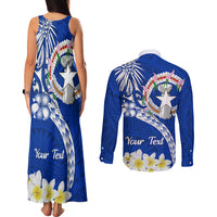 Northern Mariana Islands Commonwealth Day 2024 Couples Matching Tank Maxi Dress and Long Sleeve Button Shirt Dolphin With Plumeria Flower LT01 - Polynesian Pride