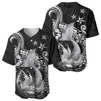 Hawaii Mermaid Monotone Baseball Jersey Polynesian Pattern Fish Hook