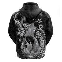 Hawaii Mermaid Monotone Hoodie Polynesian Pattern Fish Hook