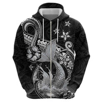 Hawaii Mermaid Monotone Hoodie Polynesian Pattern Fish Hook