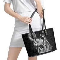Hawaii Mermaid Monotone Leather Tote Bag Polynesian Pattern Fish Hook