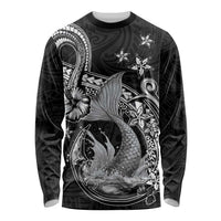 Hawaii Mermaid Monotone Long Sleeve Shirt Polynesian Pattern Fish Hook