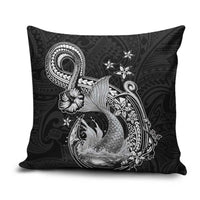 Hawaii Mermaid Monotone Pillow Cover Polynesian Pattern Fish Hook