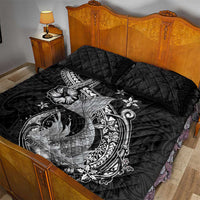 Hawaii Mermaid Monotone Quilt Bed Set Polynesian Pattern Fish Hook