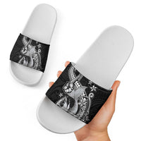 Hawaii Mermaid Monotone Slide Sandals Polynesian Pattern Fish Hook