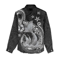Hawaii Mermaid Monotone Women Casual Shirt Polynesian Pattern Fish Hook