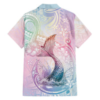 Hawaii Mermaid Sweet Pastel Family Matching Puletasi and Hawaiian Shirt Polynesian Pattern Fish Hook LT01 - Polynesian Pride