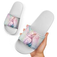 Hawaii Mermaid Sweet Pastel Slide Sandals Polynesian Pattern Fish Hook