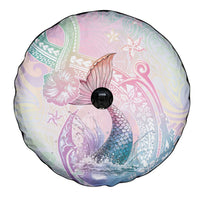 Hawaii Mermaid Sweet Pastel Spare Tire Cover Polynesian Pattern Fish Hook