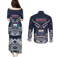 Samoa Independence Day Couples Matching Puletasi and Long Sleeve Button Shirt Ula Nifo Mix Turtle LT01 - Polynesian Pride