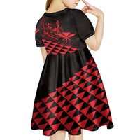 Personalized King Kamehameha Day Kid Short Sleeve Dress Kakau Polynesian Pattern