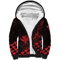 Personalized King Kamehameha Day Sherpa Hoodie Kakau Polynesian Pattern LT01 Unisex Red - Polynesian Pride