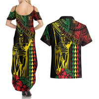 King Kamehameha Day Couples Matching Summer Maxi Dress and Hawaiian Shirt Hawaii Kakau Reggae LT01 - Polynesian Pride