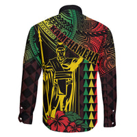 King Kamehameha Day Family Matching Off The Shoulder Long Sleeve Dress and Hawaiian Shirt Hawaii Kakau Reggae