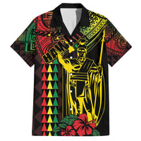 King Kamehameha Day Family Matching Tank Maxi Dress and Hawaiian Shirt Hawaii Kakau Reggae