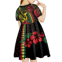 King Kamehameha Day Kid Short Sleeve Dress Hawaii Kakau Reggae