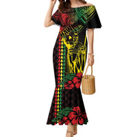King Kamehameha Day Mermaid Dress Hawaii Kakau Reggae LT01 Women Black - Polynesian Pride