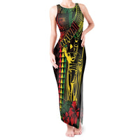 King Kamehameha Day Tank Maxi Dress Hawaii Kakau Reggae LT01 Women Black - Polynesian Pride