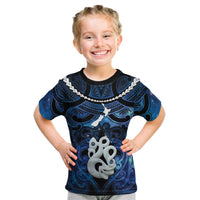 Personalized Maori Matariki Manaia Kid T Shirt Maori Kowhaiwhai Pattern Galaxy