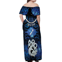 Personalized Maori Matariki Manaia Off Shoulder Maxi Dress Maori Kowhaiwhai Pattern Galaxy LT01 - Polynesian Pride