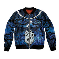 Personalized Maori Matariki Manaia Sleeve Zip Bomber Jacket Maori Kowhaiwhai Pattern Galaxy