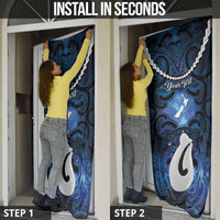 Personalized Maori Matariki Hei Matau Door Cover Maori Kowhaiwhai Pattern Galaxy LT01 - Polynesian Pride